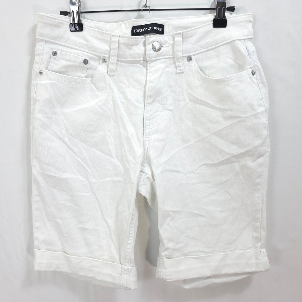 DKNY Jeans Bermuda Shorts Cuffed Hem Women 6 White‎ Coastal Preppy Versatile